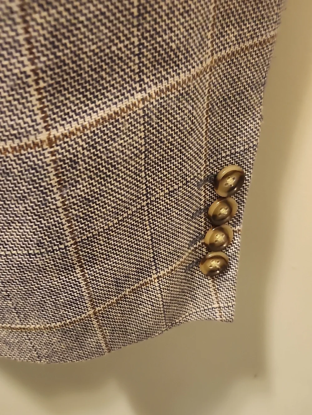 Stafford Sport Coat Blazer Mens Size 50 R Linen Cotton Blend Blue Window Pane